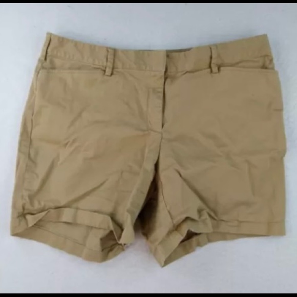 Lands' End - Solid 4-Pocket Mid Rise Chino Shorts - 18W - Tan